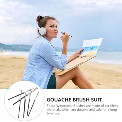 6pcs Nylon Oil and Watercolor Paintbrush Set with Wooden Handles for Students and Artists, Fan and Angled Brushes for Acrylic, Pigment Mixing, and Professional Painting Supplies