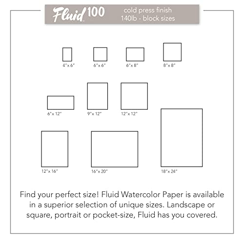 Speedball Art Products, 811234, Fluid 100 100% Cotton Artist Watercolor Paper, 16 x 20 inch Block, 140 lb Cold Press - size: 16 x 20 (140 lb)