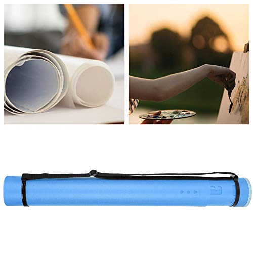 Adjustable Drafting Tube, Extendable Thickened Telescopic Collection Poster Storage Case with Upper Opening Design Drawing Tube for Artworks, Maps, Documents (Blue)