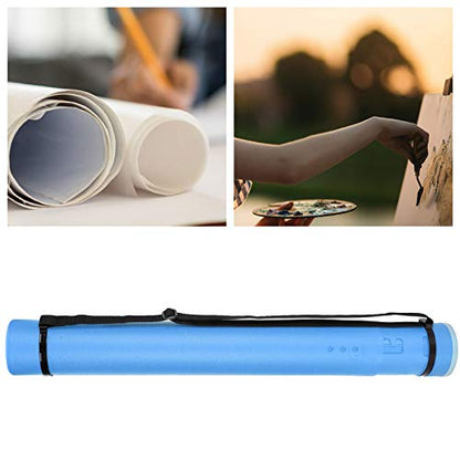 Adjustable Drafting Tube, Extendable Thickened Telescopic Collection Poster Storage Case with Upper Opening Design Drawing Tube for Artworks, Maps, Documents (Blue)