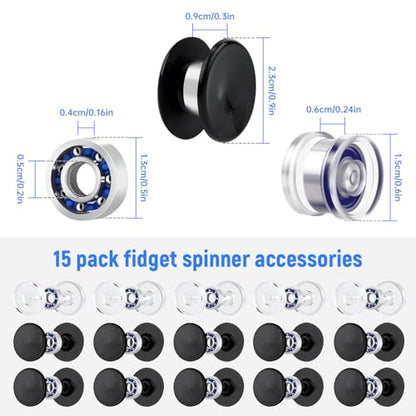 NiArt DIY Epoxy Resin Fidget Spinner Molds Set – 5 Holographic Silicone Casting Molds with Rainbow Texture, 15 Bearings, 15 Pairs Plastic Caps & Organizer Box for Handmade Finger Toys & Craft Projects - size: 5 Molds + 15 Cap Bearings