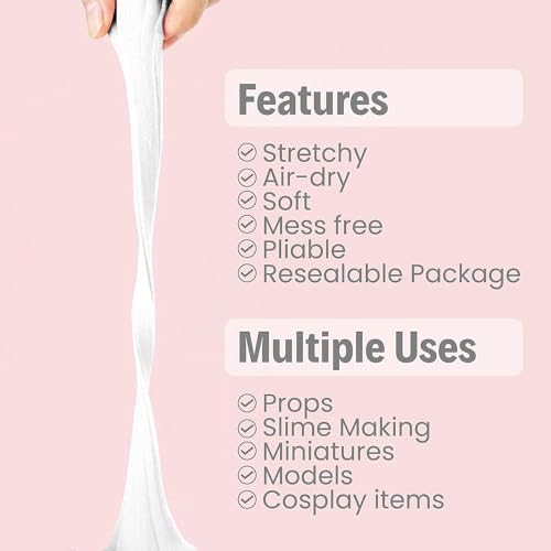 BOHS White Foam Clay,3pcs 3.3 Lbs - Squishy,Soft, Air Dry -for School Project,Cosplay Mask, Slime Addition Supplies - color: White, size: 1500 g