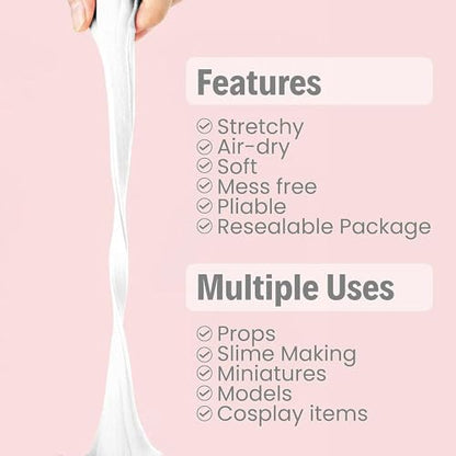 BOHS White Foam Clay,3pcs 3.3 Lbs - Squishy,Soft, Air Dry -for School Project,Cosplay Mask, Slime Addition Supplies - color: White, size: 1500 g