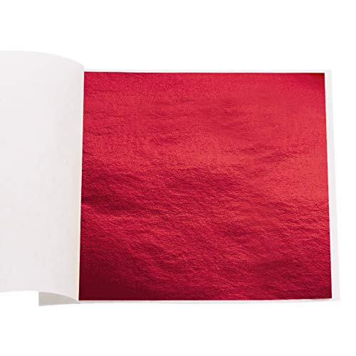 KINNO 100 Sheets Imitation Gold Foil Sheets - Leaf Paper for Arts Decoration, Sculpture, Gilding, Nails, Handcrafts, Picture Frames, Paintings, Furniture, Wall (red) - color: Red