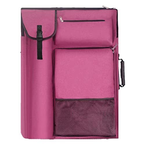 TreochtFUN Art Bags for Supplies Portfolio Case 19 X 25.5 in | for Storage A2 Canvas Board A3 Sketchbook - Carrying Artwork with Backpack & Tote-handle - color: Dark Pink