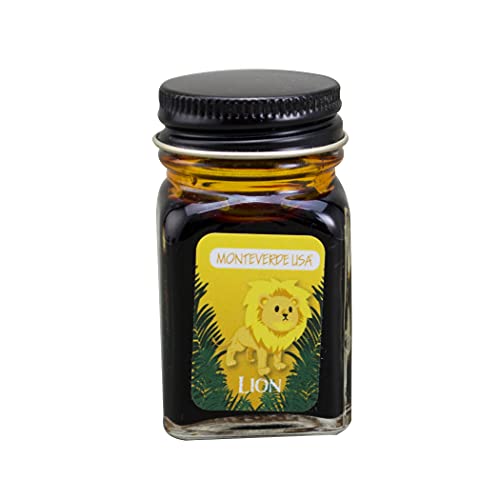 Monteverde Jungle Fountain Pen Ink, 30ml, Lion (Yellow) | Animal-inspired fountain pen ink with bold color, smooth flow, and creative writing personality. - color: Lion (Yellow)