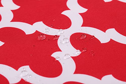 Mybecca Canvas Oxford Fabric Marine Waterproof Outdoor Awning 600 Moroccan Ogee Pattern Red/White (Cut Separate by Yard for Prime Orders-1 Yard) (60"x36") - color: Red/White