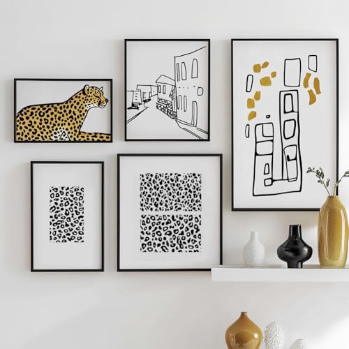 2 Sheets Leopard Pattern Silkscreen Stencil for Painting, Animal Print Border Plastic Mesh Transfers Stencil Reusable Self-Adhesive Silk Screen Printing for Wall Border Wood Fabric Home - style: Leopard