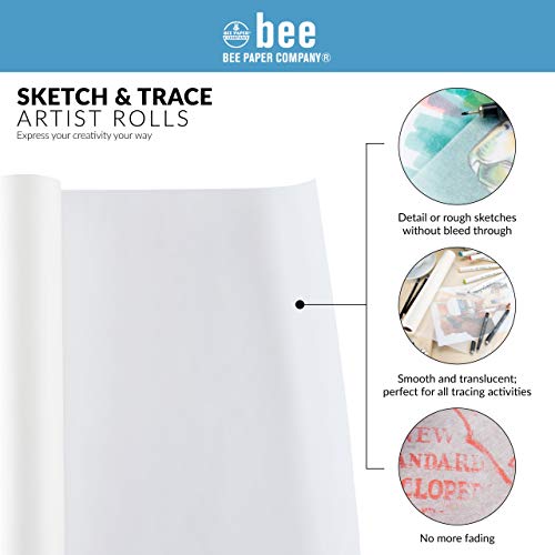 Bee Paper 12" x 50 yds Sketch and Trace Roll, White - color: White, size: 12-inch x 50-yard Roll