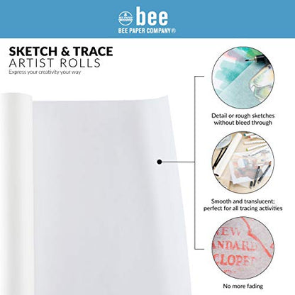 Bee Paper 24" x 20 yds Sketch and Trace Roll, White - color: White, size: 24-inch x 20-yard Roll