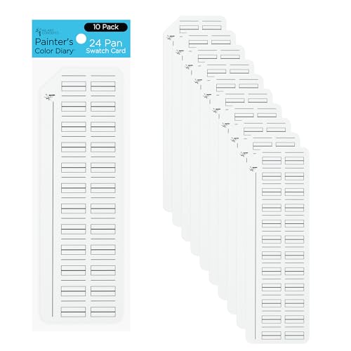 HG Art Concepts Painters Color Diary Watercolor Swatch Card, 24-Pan Size, 10-Pk, 140 lb Hot Press 100% Cotton Paper, Fits New York Central Palette Box, Color Swatch Book for Markers & Colored Pencil - size: 24 Pan