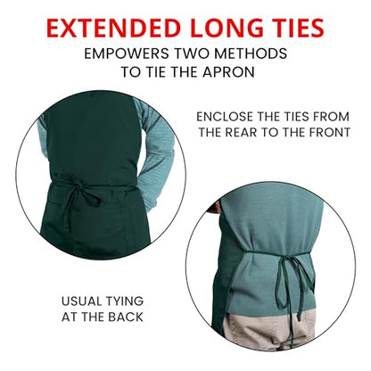 Utopia Kitchen 10 Pack Bib Apron Adjustable with 2 Pockets, Water and Oil Resistant, Cooking Kitchen Chef Apron for Women Men - color: Green