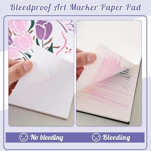 Prudiut Marker Paper Sketchbook 5.8x8.3 in, 120Gsm Acid Free Spiral Binding 1 Pack, Anti Bleed Double Sided Drawing Pad for Beginners Artists Gift, Multi Media Art Supplies Portfolio Book - size: 5.8×8.3 Inch (1 Pack)
