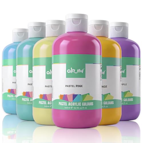 Colorful Artist Pastel Acrylic Paint Set, 6 Pack 16.67oz each Art Paint, Non Toxic, Highly Pigment Paints for DIY Crafts & Beginner Artists, Ideal for Multi-surface - color: Pastel colors