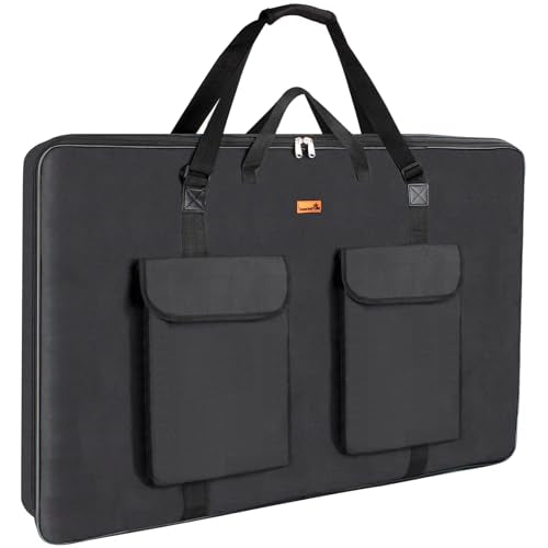 TreochtFUN Art Portfolio Case 24 X 36, Portfolio Bag Soft Water Resistant Fabric Carrying Case with Tote & Strap,A1 Folder for Artwork Storage for Large Poster Board Drawing Supplies (black) - size: 24 x 36