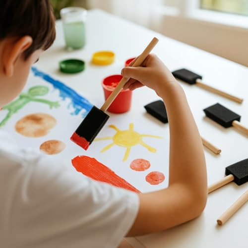 Artlicious Foam Brush Set - Pack of 50 Disposable, 1-inch Sponge Paint Brushes for Acrylic Painting, Staining, Varnishes & DIY Craft Projects - Art Supplies - size: 1 Inch - 50 Pack