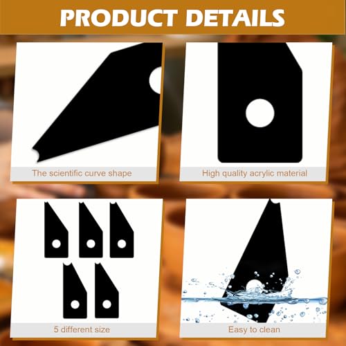10pcs Pottery Ribs Tool Kit, HSSZXFR 10.5x4.5cm Right-Angle Trapezoidal Shape Pottery Clay Ribs with Arc-Shaped and Right-Angle Shaped Openings, Diameters 6/8/10/12/16mm, for DIY Carving Molds