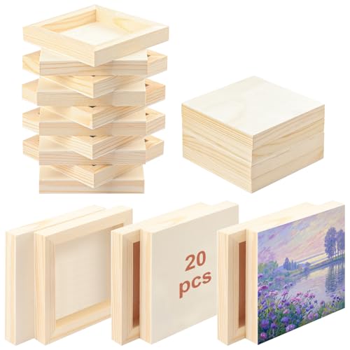 20 Pack 6 x 6 Inch Wood Panels, 6 inch Square Wooden Canvas Boards for Crafts, Painting, and DIY Art Projects - size: 20 Pack 6 x 6 Inch