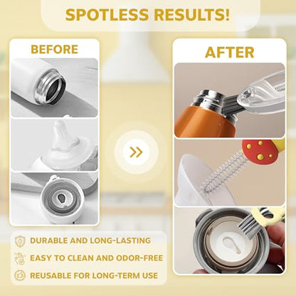 Cup Lid Cleaning Brush, Multifunctional Set with 3 in 1 Lid Cleaner and Two 4 in 1 Cup Lid Cleaning Brushes, Cleaning Brush Tool for Bottles, Straws, Tumblers, Travel Mug Caps, Portable Kit (Yellow) - color: Yellow