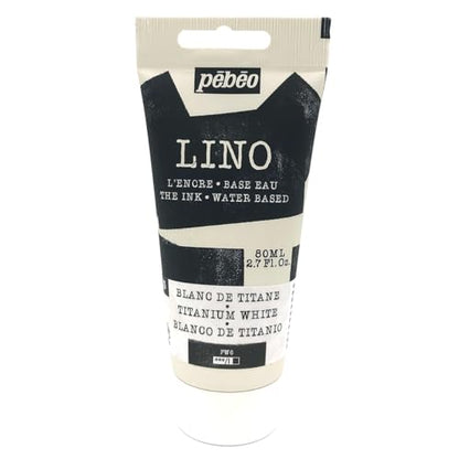 Pebeo Linocut Print, Ink (Water-Based) 2.7 fl oz (80 ml), Titanium White 13 - color: White (Titanium White)