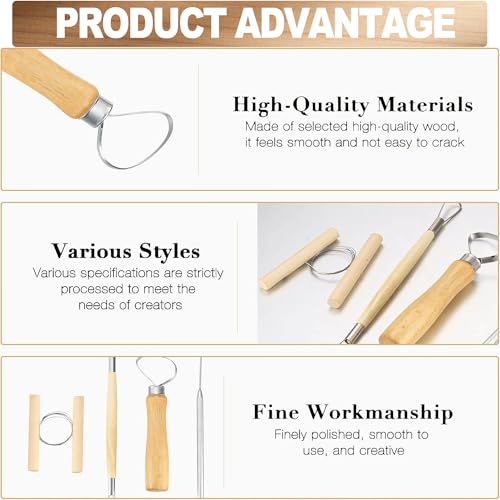 LINPHCEY 8Pcs Clay Sculpting Tools Set Perfect for Polymer Air Dry Modeling Clay Beginners & Professionals Ideal for DIY Pottery & Ceramics Tools for Clay Sculpey Sculpting & Crafting