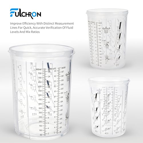 Disposable Paint Cups for Spray Guns, 45PCS 27oz (800ml) Paint Mixing Cup System with Lids, 2 Hard Cups & Retainer Rings, Ideal for Automotive Paint, Primer, Sealer and Clear Coat - size: 27 ounce
