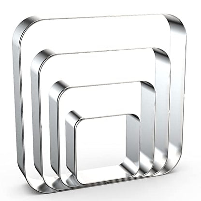 Rounded Square Cookie Cutter Set Large - 5 Inch, 4 Inch, 3 Inch, 2 Inch - Geometric Frame Plaque Cookie Cutters Shapes Molds - Stainless Steel - color: Square-Rounded Corner