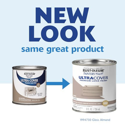 Rust-Oleum 1994730 Brush Painter's Touch Ultra-Cover Multi-Purpose Enamel Paint, 1/2 Pt Can, Gloss Almond 8 Fl Oz (Pack of 1) - color: Gloss Almond, size: 8 Fl Oz (Pack of 1)