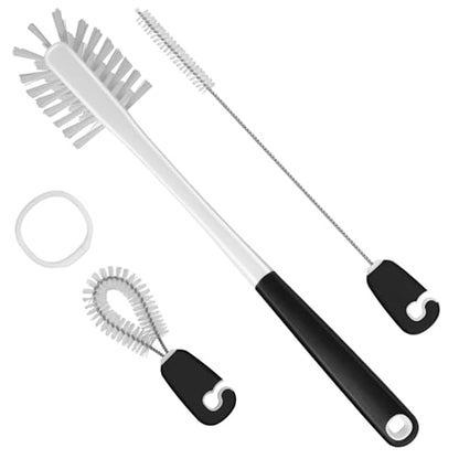 MOSOLAN 3-in-1 Water Bottle Cleaning Brush Set - Long Handle Scrubbing Brush for Tumbler, Straw, Baby Bottles, Drinking Glasses, White - color: White