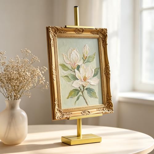 Tabletop Picture Frame Stand, Adjustable Easel Stand for Frames Up to 29" H, Sturdy Metal Table Top Easel & Picture Stands for Display - Perfect Easel Stand for Sign, Artwork, Canvas(1 pcs) - color: GOLD