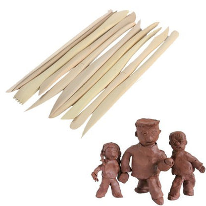 COMIART 10pcs Wooden Polymer Clay Pottery Play Dough Modeling Tools
