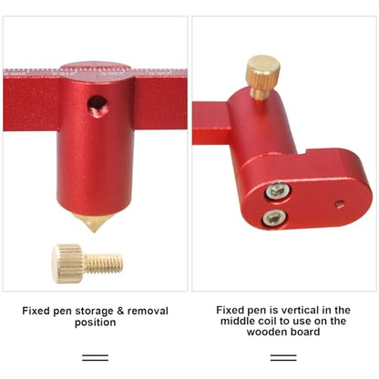 300mm Compass Tool - Large Woodworking Scriber, Circle Marking Gauge (Red) - style: Red-300mm