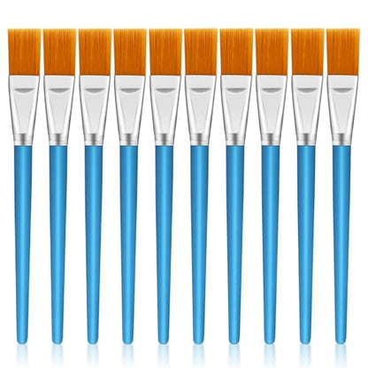 10PCS Flat Head Wide Paint Brush Set, 0.8 Inch Bulk Wide Paint Brushes for Kids for Adults and Artists Acrylic Painting Watercolor Canvas Face Painting Touch Up Rock