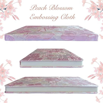Pink Sketchbook, Cute Sketch Notebook, Drawing Journal, A5, Blank Pages, Unlined Paper, Hardcover, Lay Flat, Pretty Sketchbook for Women, Peach Flowers - color: Flower Peach Blossom, style: Plain