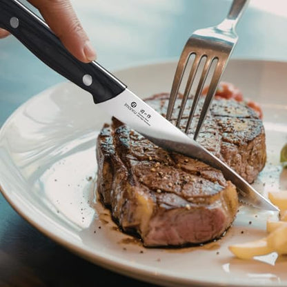imarku Japanese Steak Knives, Steak Knives Set of 8,Stainless Steel Serrated Steak Knife,Steak Knife with Pakkawood Ergonomic Handle,Gift for Men and Women - color: Silver Black