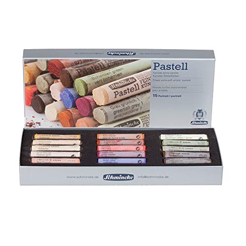 Schmincke - Pastels, 15 colors Portrait, 77 415 097, boxed set with 15 pastels, handmade pastels, brilliant, velvety matt, highly lightfast colors - size: 19.68 Ounce (Pack of 1)