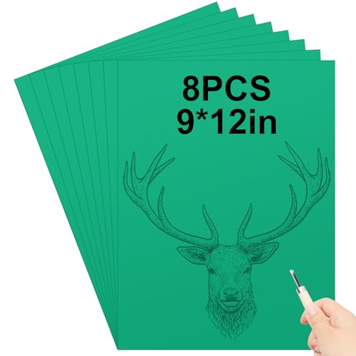 Yeaqee 8 Pcs 9 x 12 Inch Linoleum Blocks for Printmaking Rubber Carving Block Soft Linocut Blocks Large Linoleum Sheet Lino Plates for Engraving Art Project Printmaking Artist Studio Supplies, Green - color: Green, size: 9 x 12 Inch