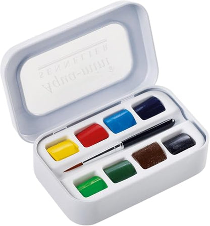SENNELIER L'Aquarelle French Watercolor Paint, Aqua Mini Set of 8 Half Pans