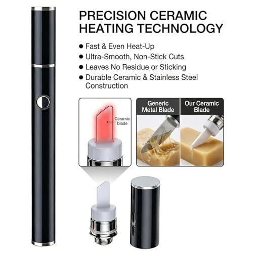 Electric Hot Knife Dab Tool - Professional Ceramic Heated Tip Pen for Wax, Resin & Candle Carving - Cordless Rechargeable Cutting Tool Kit for Plastic, Foam & Soap Shaping (1pc)