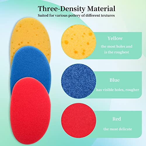 12Pcs Clay Sponges for Clay, Boyistar Ceramics Pottery Clay Sponge for Shaping and Clean Sponge with 3-Density Clay Sponge Artists Sponge for Pottery Modeling Sculpting with Mesh Bag