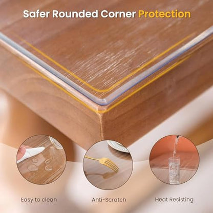 Clear Table Cover Protector 16 x 32 Inch, 2mm Thick Clear Desk Mat, Plastic Table Cover, Transparent Desk Cover, Desk Protector Mat for Desktop, Writing Desk - size: 16" x 32"