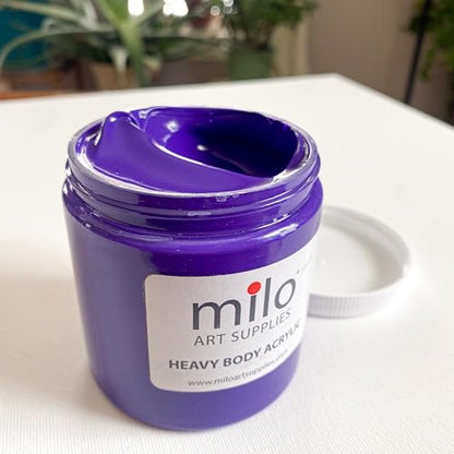 milo Acrylic Paint Set of 8 Colors | 8 ounce Jars | Heavy Body Acrylic Painting Set | Made in the USA | Non-Toxic, Holds Texture and Brush Strokes - style: Heavy Body Set 8 x 8 oz