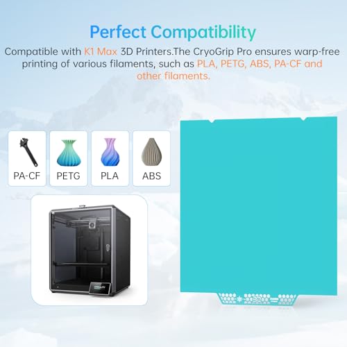 BIGTREETECH BIQU Cryogrip Pro Glacier for K1 Max 3D Printer 310x315MM Double Sided Fine Textured Panda Build Plate High Adhesion Heated Bed Plate Upgrade Removable& Easy Clean Spring Steel Sheet - style: Glacier(K1 Max)