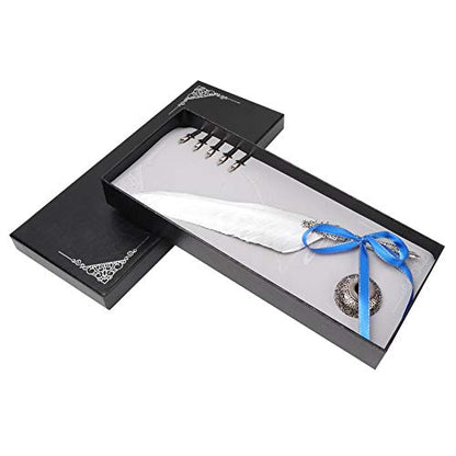 Hakeeta Quill Pen Set, Vintage Fountain Pen, Quill Dip Pen, of Feathers, Unique, for Festival Present, Birthday Gift, with +Pen Nib+Pen Holder(silver 2)
