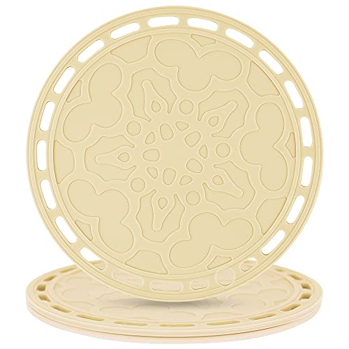 Beige Silicone Trivets Mats Big Round Silicone Pot Holder Hot Pads and Trivets for Hot Dishes and Hot Pots, Hot Mats for Countertops, Tables, Spoon Rest Small Place Mats Set of 3 - color: G: Beige