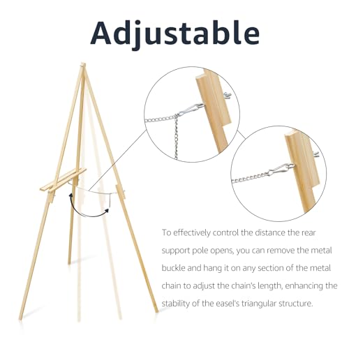 Wooden Easels for Display, Wood Easels for Wedding Signs, Stand Tripod with Adjustable Tray A-Frame Light Duty for Poster, Welcome Sign, Art Show & Baby Shower (3 Pack, 63") - color: 3Pack-Natural
