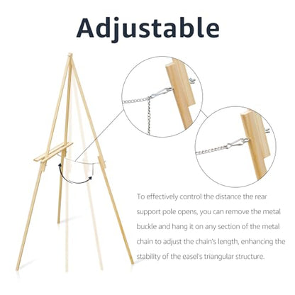 Wooden Easels for Display, Wood Easels for Wedding Signs, Stand Tripod with Adjustable Tray A-Frame Light Duty for Poster, Welcome Sign, Art Show & Baby Shower (3 Pack, 63") - color: 3Pack-Natural