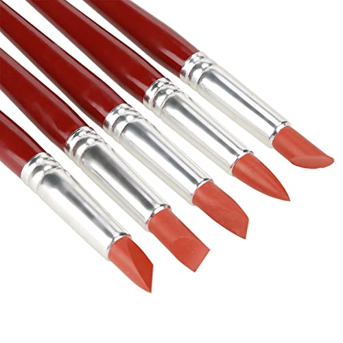Sunicon Silicone Clay Sculpting Tools, 5pcs Color Shapers for Painting Pottery Carving Tools Polymer Clay Sculpting Tool Pen Wipe Out Painting Brushes for Sculpture Pottery, Blending, Drawing