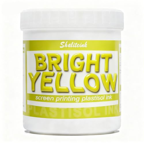 Shaliteink® Screen Printing Plastisol Ink Bright Yellow - Highly Opaque Screen Printing Ink for Cotton, Polyester and Other Fabrics (8oz.) - color: Bright Yellow, size: 8 fl oz