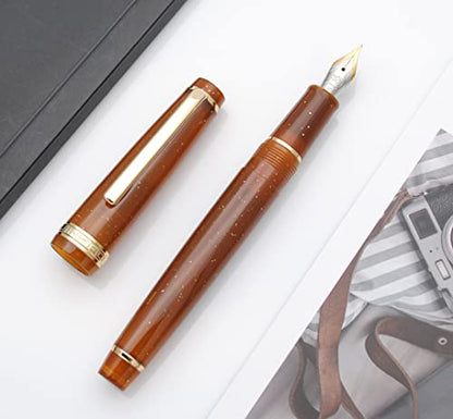 JINHAO 82 Fountain Pen with Gold Clip (F Nib 0.5mm, Transparent Fluorescent Coffee) - color: Transparent Fluorescent Coffee